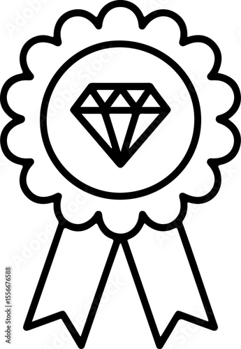 Diamond award ribbon icon representing excellence and achievement