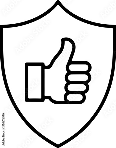 Shield with a thumbs up icon symbolizing approval and security