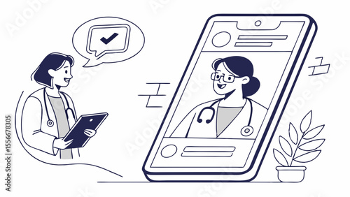 Telemedicine Concept: Doctor and Patient Online Consultation via Smartphone App