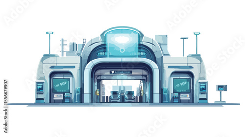 Eco-Friendly Electric Service Station with Blue Light