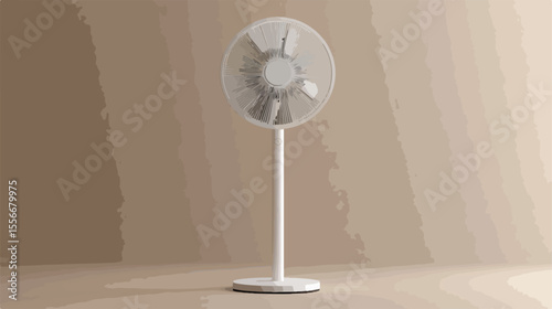 Modern Electric Office Pedestal Fan Flat Vector Illustration