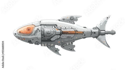 Professional Electrical Grey Fish Robotic Functions Isolated Image