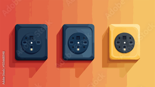 Modern Electrical Outlet Isolated Icon Design Flat Vector