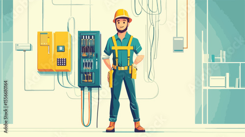 Professional Electrician Isolated Design Flat Vector Illustration