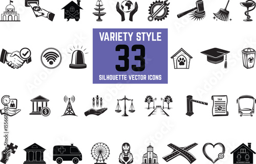 Modern and variety stylish public service or editable icon vector illustration, Vector illustration of barrier gate, world TAX documents, solution, successful agreement and other, Public services icon