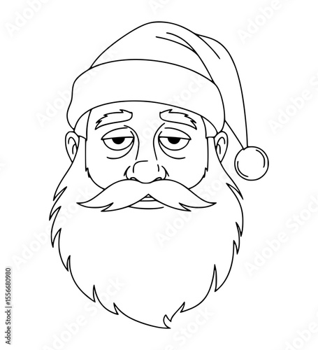 Bored Santa Face Line Art