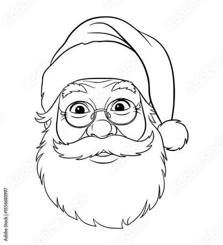 Curious Santa Face Line Art
