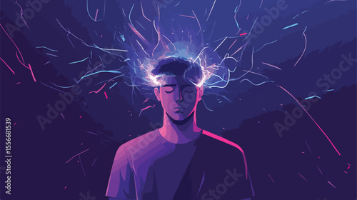 Professional Flat Vector Illustration of a Man with Epilepsy Shaking