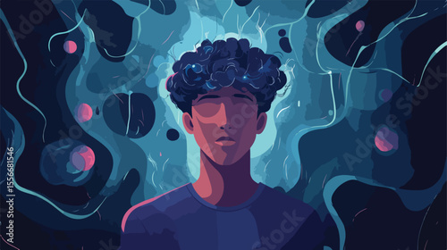 Epilepsy Patient Man Flat Vector Illustration