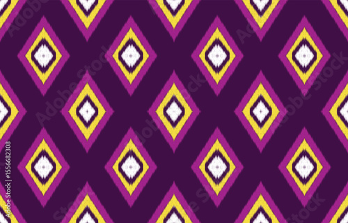 Ethnic abstract ikat art. Fabric Morocco, geometric pattern color oriental. Design for background textile, fabric, curtain, carpet, wallpaper, clothing, wrapping, Batik.