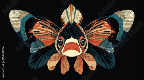 Exotic Goldfish Flat Vector Illustration Centered