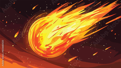Dynamic Falling Fireball Poster Vector Illustration