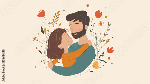 Father's Day Frame Flat Vector Illustration