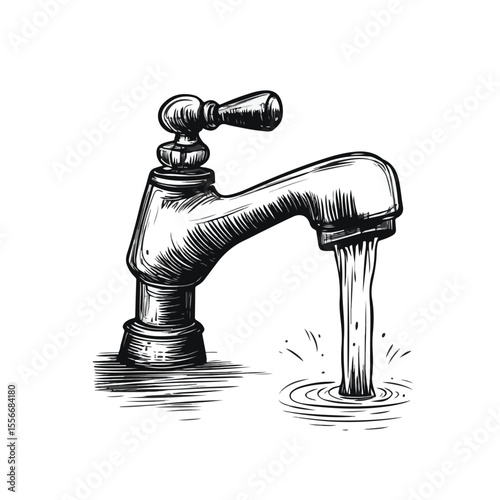 Colorful Cartoon Vector Illustration of a Water Faucet