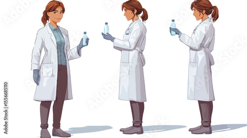 Female Scientist Holding Chemical in Hand - Professional Laboratory Research Concept