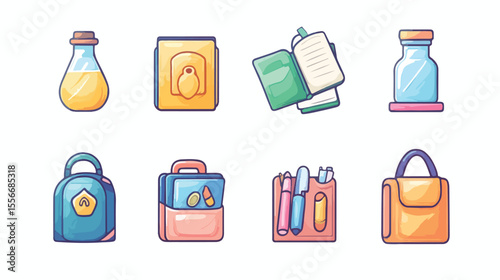 Education Icons with Flask Chemistry Backpack