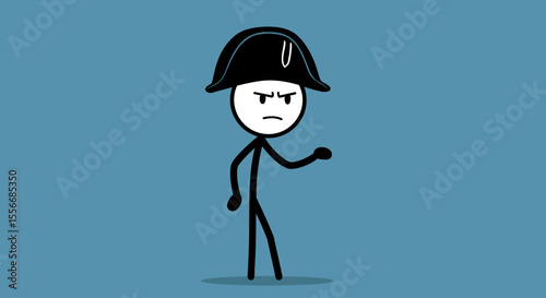 vector stickman cartoon of french emperor napoleon bonaparte