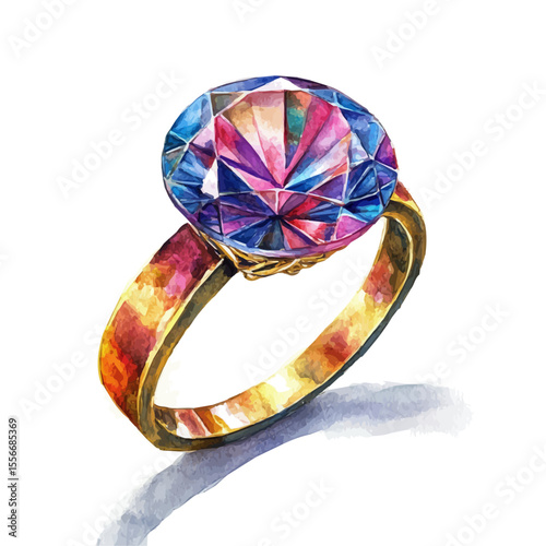 Ring, watercolor illustration vector, isolated on a white background.