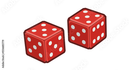 Vector Pixel Art Dice Roll – Isolated Red and White Cartoon Dice in Retro Game Style