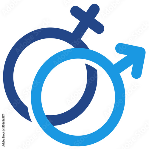 The icon of two interrelated gender symbols, namely the female symbol and the male symbol represents the concept of binary gender identity.