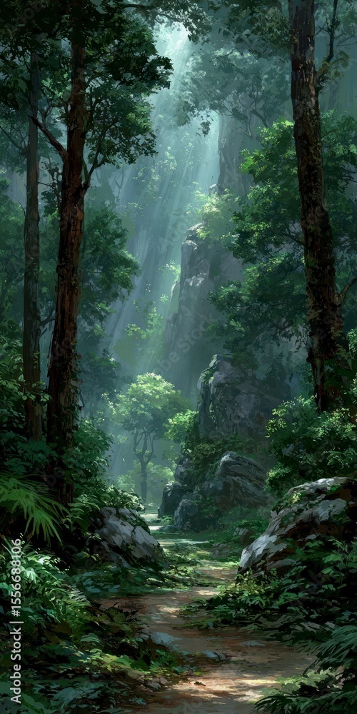 Obraz premium Professional Enchanted Path Through Lush Forest