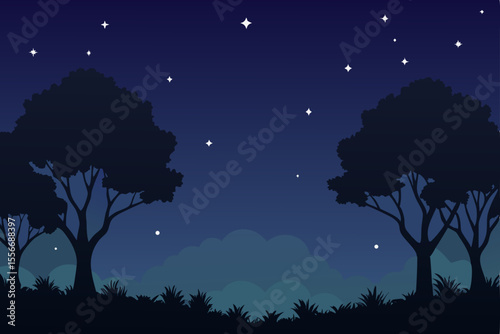 night landscape with moon