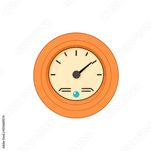 Vintage orange gauge with black needle and blue indicator isolated on white background