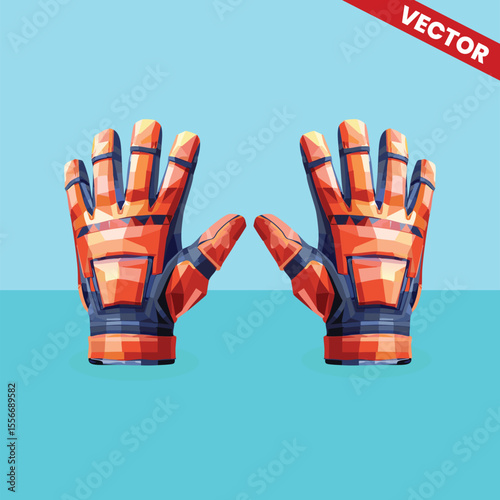 Vector Illustration of Red Firefighter Gloves with Protective Armor for Emergency Rescue Fire Safety Equipment and Training Posters
