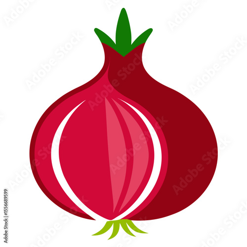 red onion with green leaves