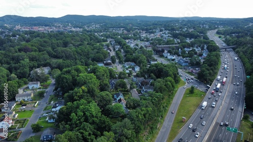 Obraz na płótnie Aerial view of Danbury Connecticut