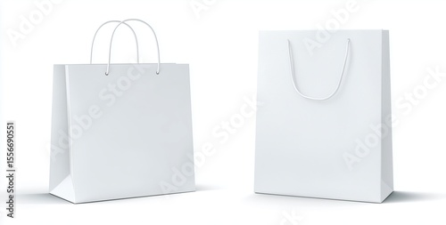 Minimalist Blank White Shopping Bag Template for Brand Packaging, E - commerce Display, Retail Scenarios