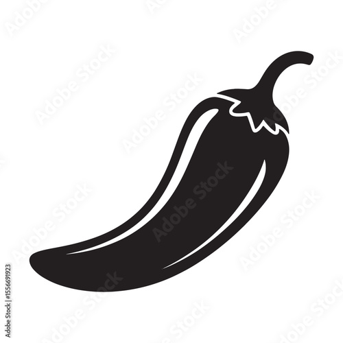 Silhouette of a Curvy Chili Pepper Freshness and Culinary Spice The Natural Elegance of Simple Food Art