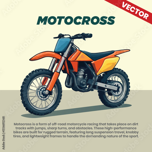 Motocross Bike Vector Illustration for Off-Road Sports and Racing Design