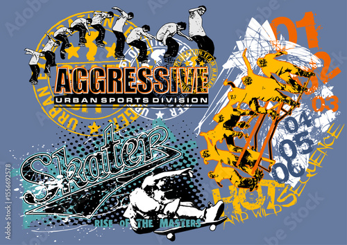 Urban Streetwear and T-Shirt Graphic Vector Collection , grunge, collage-style vector graphics inspired by streetwear, music culture (hip-hop, soul), and skateboarding. They are all ideal for T-shirt 