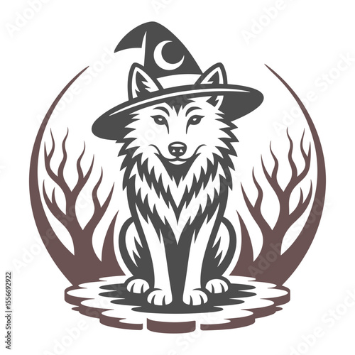 Witchy Wolf in a Moon Hat
