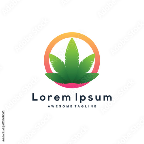 Circle cannabis gradient logo design color