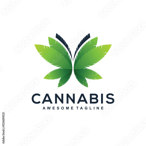 Butterfly Cannabis gradient logo design color