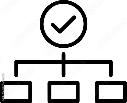 Simple organizational chart icon with a checkmark indicating completion or approval