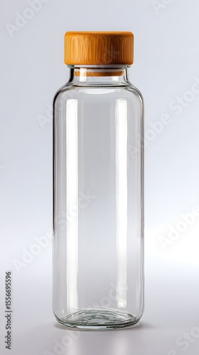 Transparent glass water bottle with bamboo lid