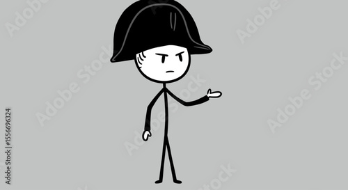 vector stickman cartoon of french emperor napoleon bonaparte