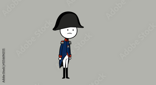 vector stickman cartoon of french emperor napoleon bonaparte
