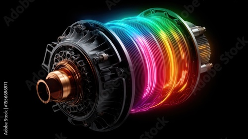 High-tech engine with vibrant lighting
