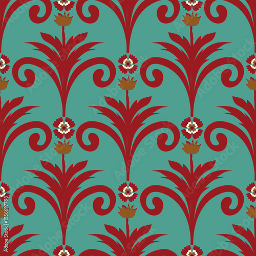 Ikat floral seamless pattern. Embroidery , print striped ornament floral. Texture textile background vector illustration ornate elegant luxury vintage retro style. Hand drawn botanical.