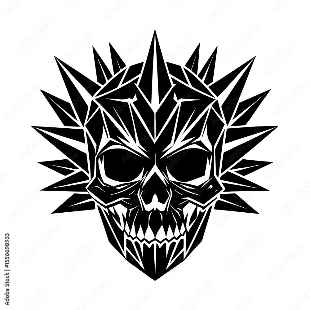 Obraz premium Skull with Sharp Crystalline Edges Vector Silhouette