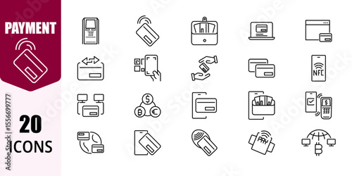 Finance & Payment Icons – Banking, Cash, Credit Card, Wallet, Receipt – Vector Outline Symbols for Apps