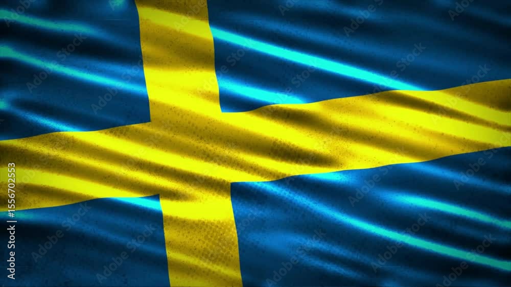Waving flag of sweden loopable animation background
