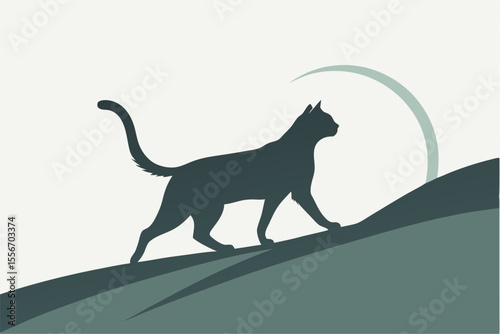 Sleek Feline Form in Silhouette