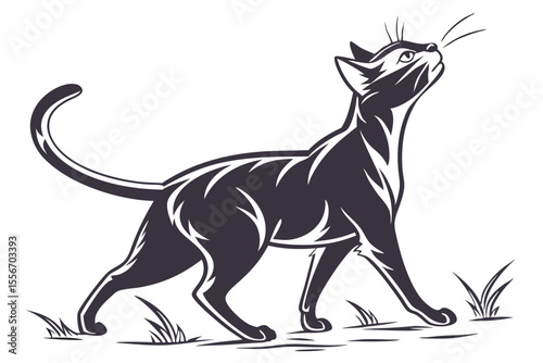Elegant Cat Silhouette on Clean Background