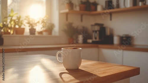 Wallpaper Mural Overhead pour shot of black coffee streaming into white mug in modern kitchen with clean minimalist composition Torontodigital.ca