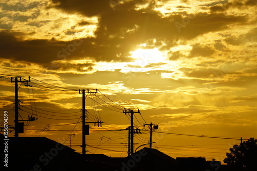 power lines at sunset